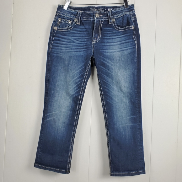 Miss Me unique  midrise Capri jeans with embroidered pockets size 27 - Picture 15 of 15